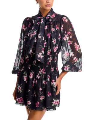 Long Sleeve Floral Burnout Mini Dress - Exclusive