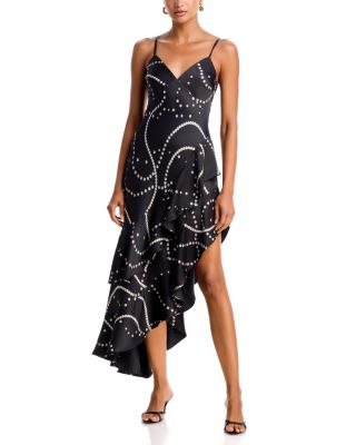 Pearl Satin Sleeveless High Low Dress - Exclusive