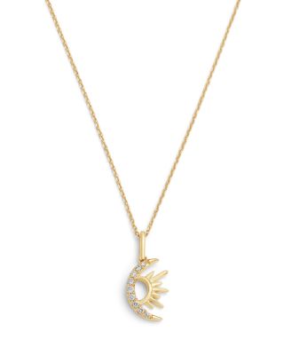10K Yellow Gold Lab Grown Diamond Sun & Moon Pendant Necklace, 0.07 tcw