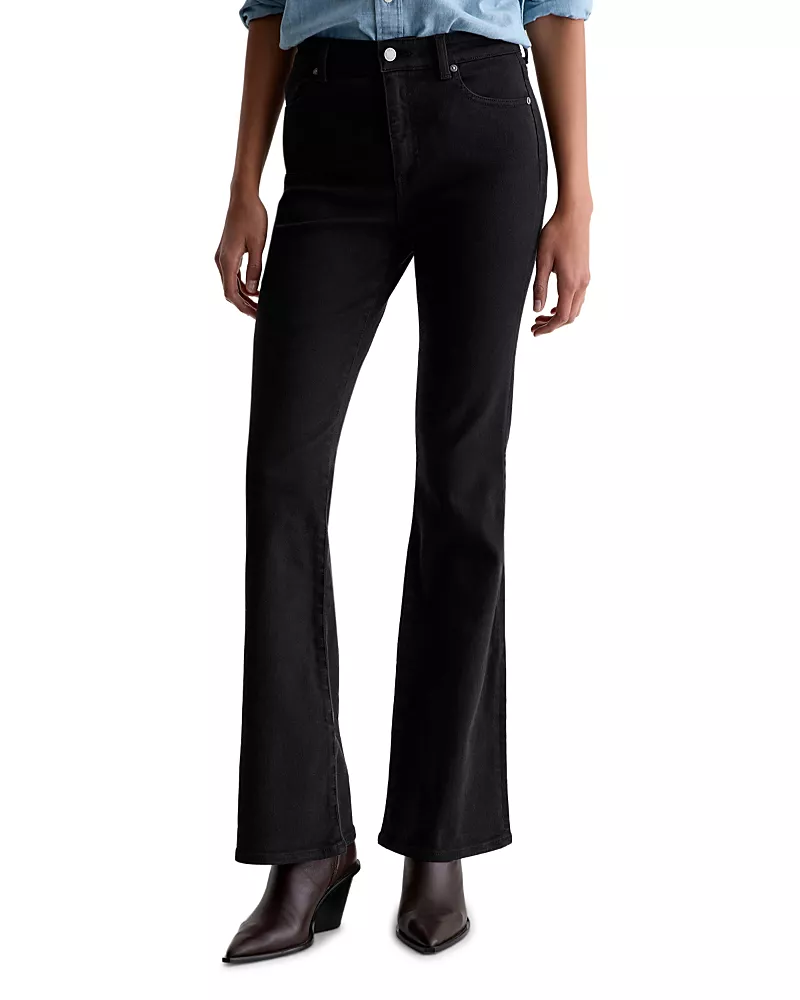 Ag Farrah Mid Rise Bootcut Jeans in Super Black