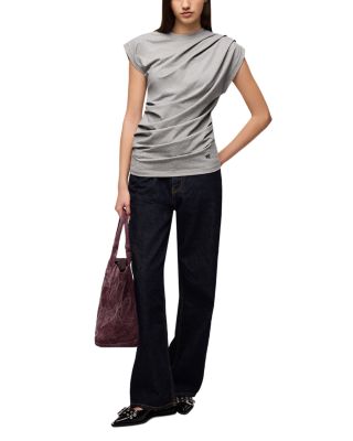 Asymmetric Neck Drape Jersey Top - thumbnail 2