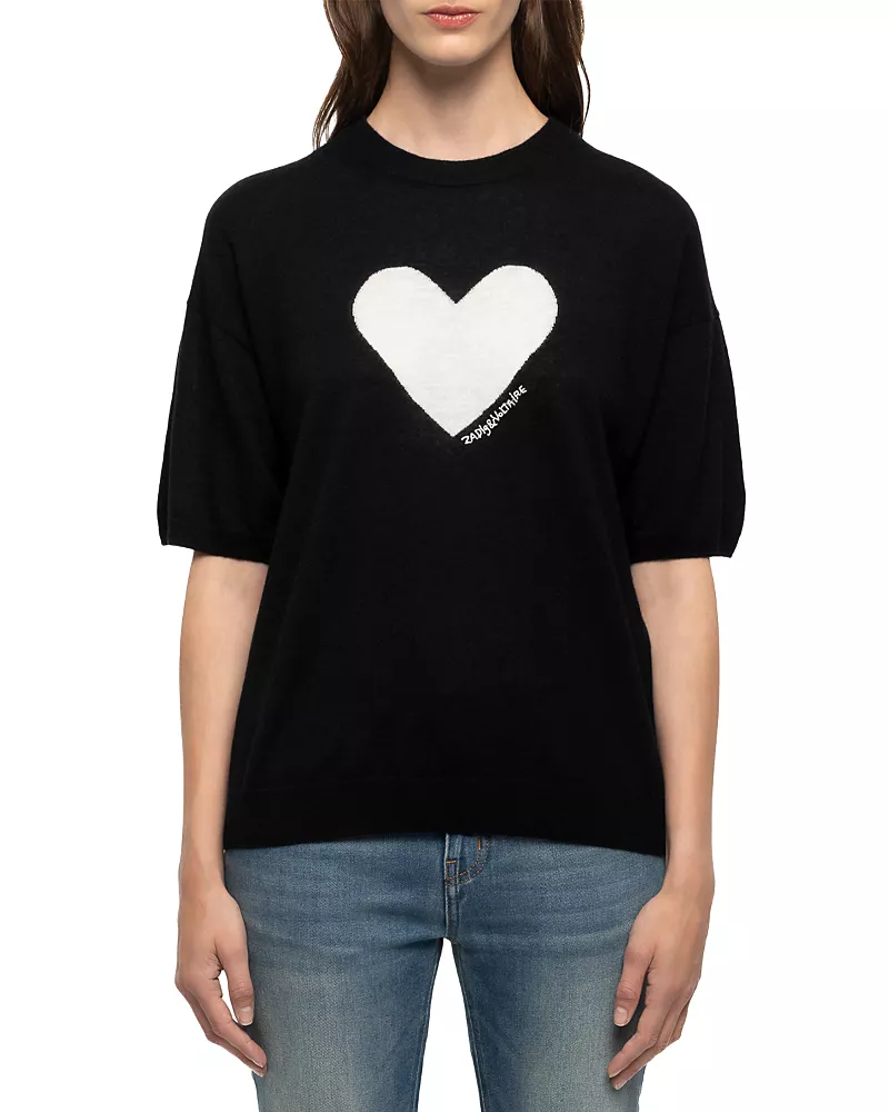 Zadig & Voltaire Idaz Cp Heart Jacquard Cashmere Tee