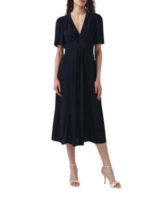 Rosalie Angel Sleeve Crepe Midi Dress
