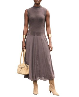  Women's Sleeveless Knit Midi Dress