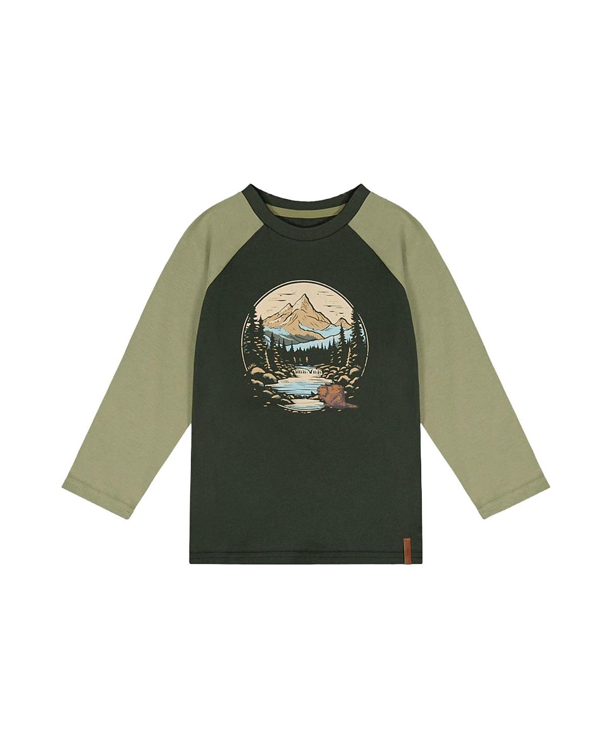 Deux par Deux Boys' Cotton Raglan Sleeves Nature T-Shirt - Little Kid