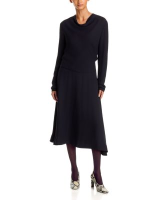 Toteme Draped Long Sleeve Midi Dress