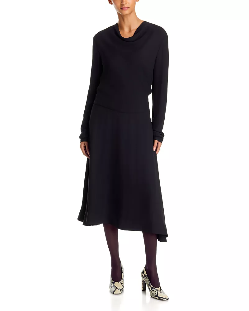 Toteme Draped Long Sleeve Midi Dress