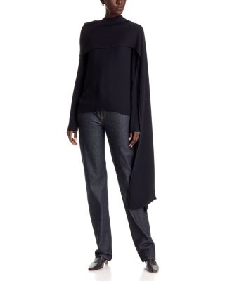 Draped Scarf Asymmetric Hem Top