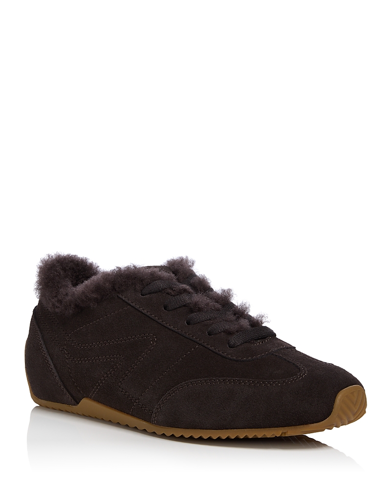 rag & bone Women's Retro Runner Slim Suede Shearling Lined Sneakers