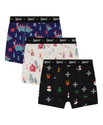 Unisex Holiday Organic Cotton Elastic Waistband 3-Pack Boxers