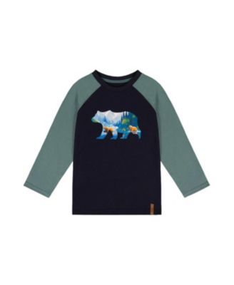 Boys' Bear Ribbed Crew Neck Raglan Sleeves T-Shirt - Little Kid