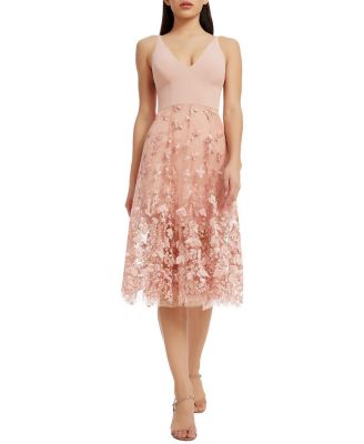  Darleen V-Neck 3D Floral Applique Dress