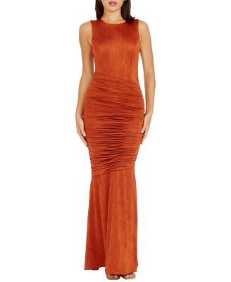  Violetta Bateau Neck Ruched Mermaid Gown