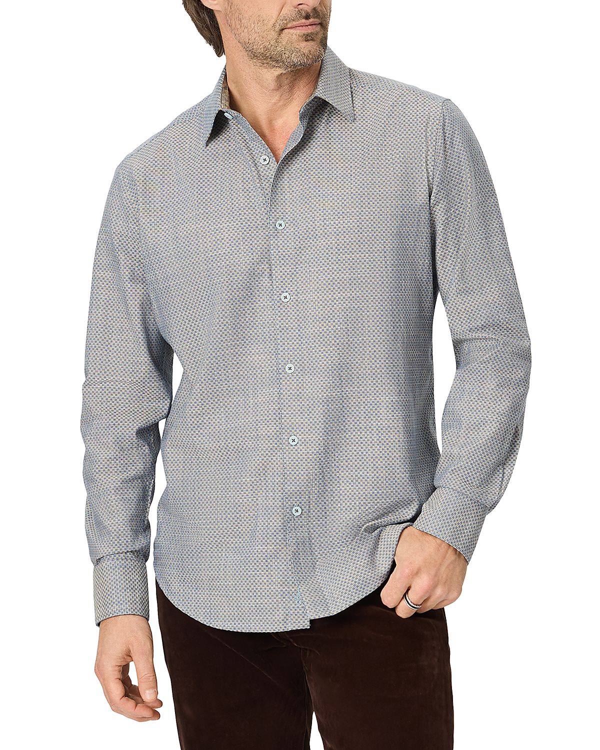 Robert Graham Gandadam Slim Fit Patterned Cotton Woven Shirt