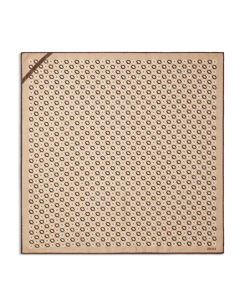 Zegna FW26 Drop 1 Macro Geometric Print Wool Foulard