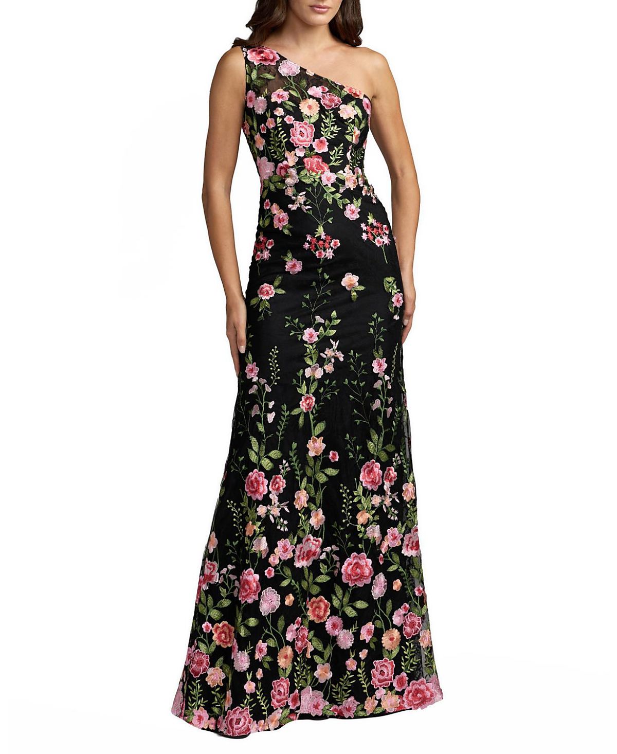 Mac Duggal One Shoulder Lace Embroidered Gown