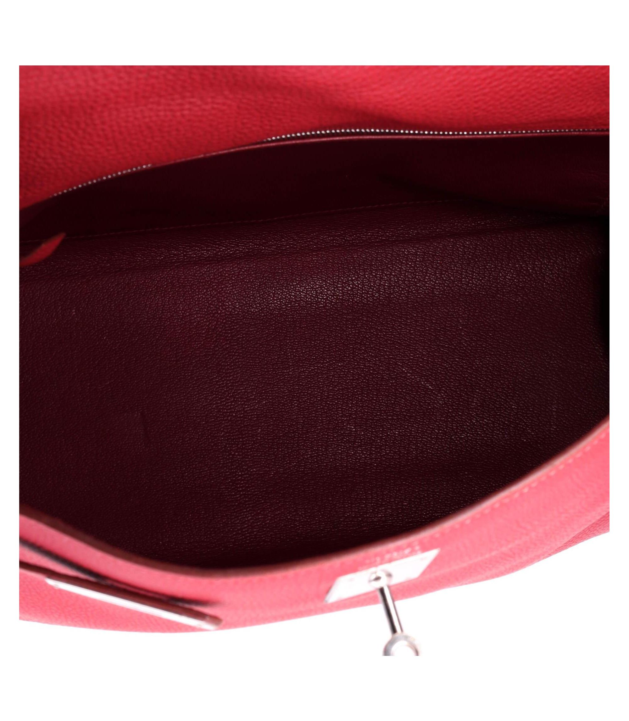 Kelly 32 Handbag Red Togo with Palladium Hardware — Image 6