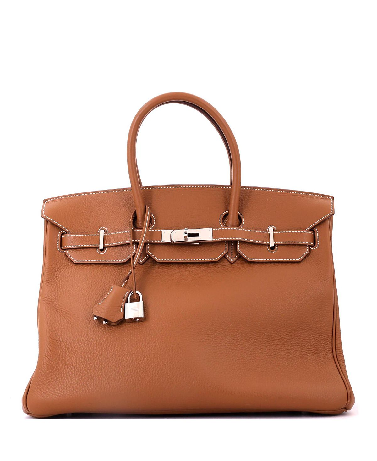 Pre-Owned HERMES Birkin 35 Handbag Brown Togo with Palladium Hardware