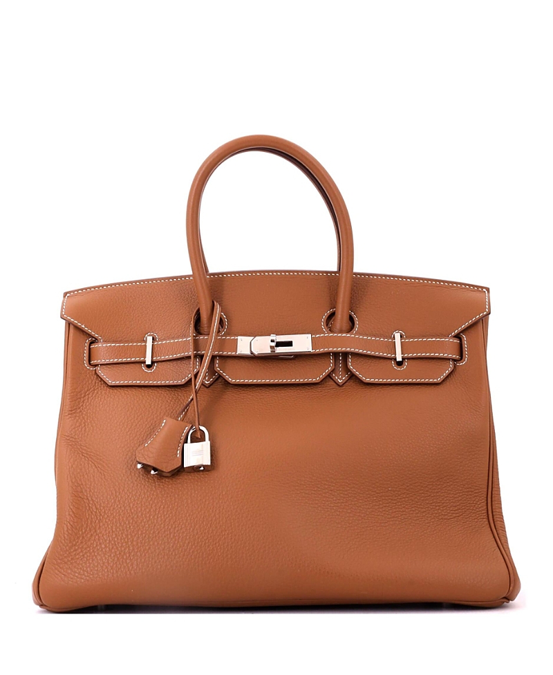 Pre-Owned HERMES Birkin 35 Handbag Brown Togo with Palladium Hardware