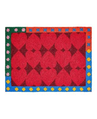  Dadri Beadded Placemat Heart, 12" x 16"