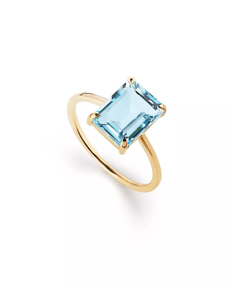 Ana Luisa Solid Yellow Gold Blue Topaz Spritz Ring