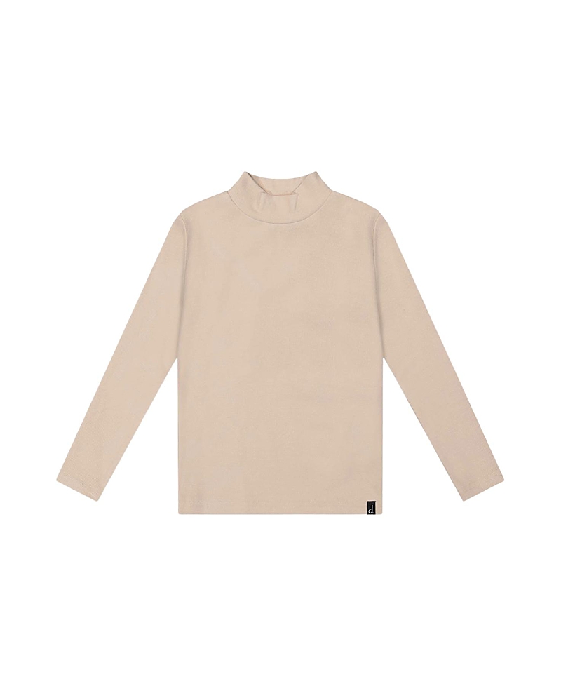 Deux par Deux Girls' Brushed Rib Long Sleeve Mock Neck Top - Big Kid