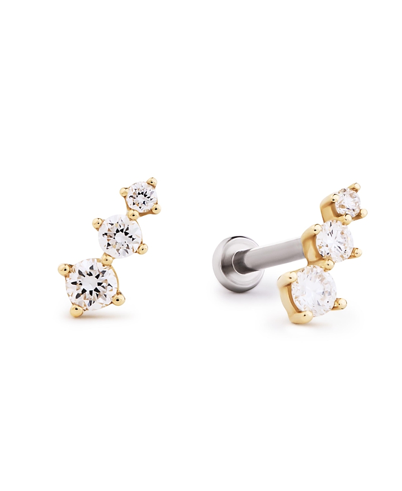 Ana Luisa Solid Yellow Gold Lab-Grown Diamond Crawler Flatback Studs