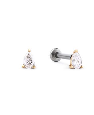 Solid Yellow Gold Lab-Grown Diamond Pear Flatback Studs