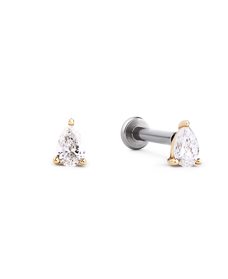 Ana Luisa Solid Yellow Gold Lab-Grown Diamond Pear Flatback Studs