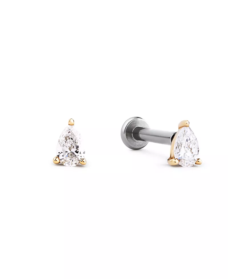 Ana Luisa Solid Yellow Gold Lab-Grown Diamond Pear Flatback Studs