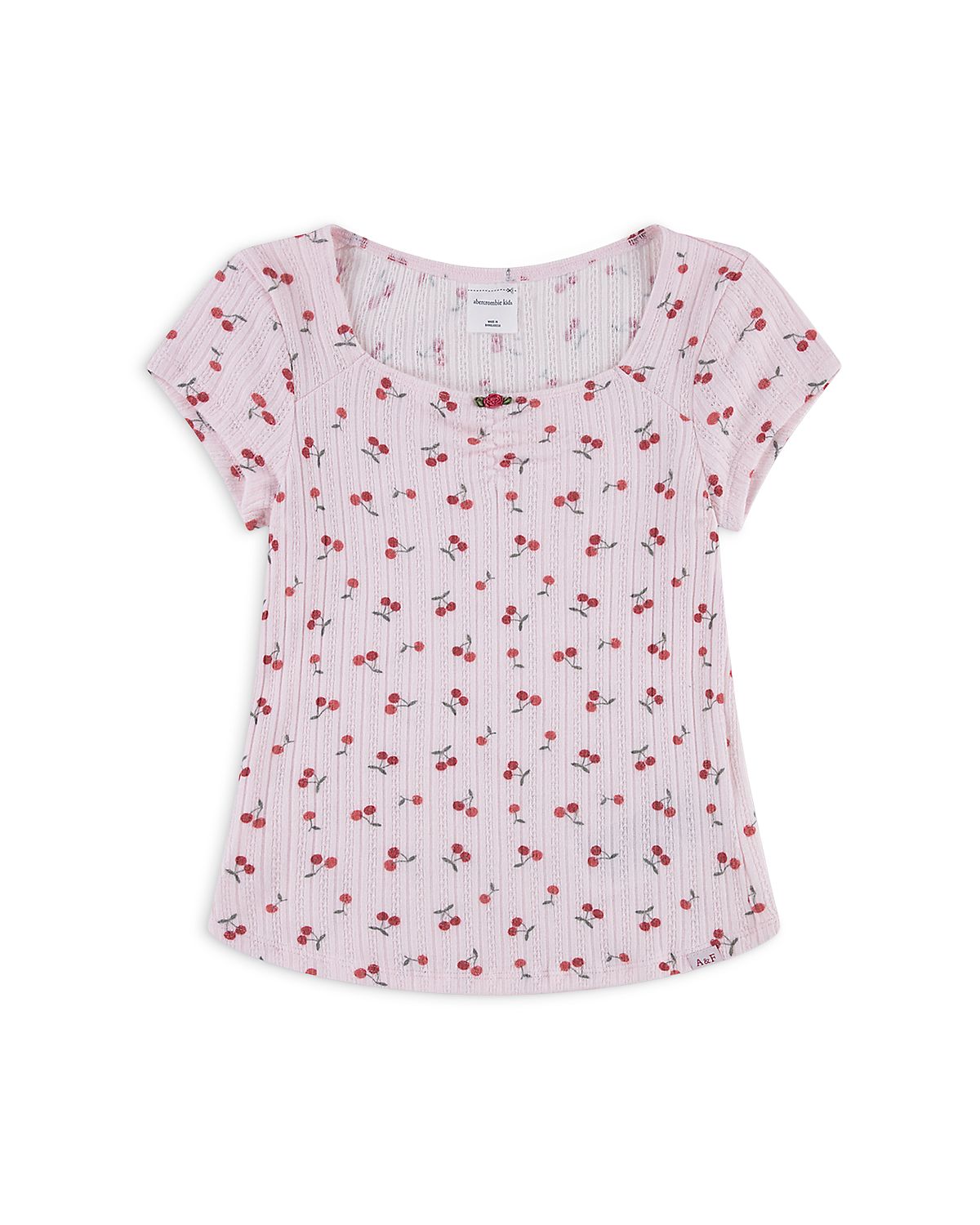 abercrombie kids Girls' Rosette Pointelle Tee - Little Kid, Big Kid