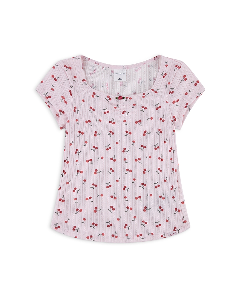 abercrombie kids Girls' Rosette Pointelle Tee - Little Kid, Big Kid
