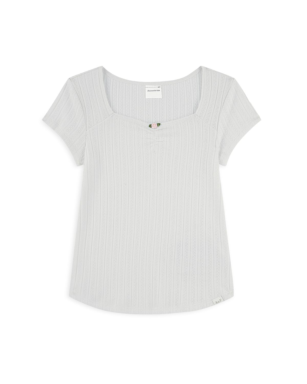 abercrombie kids Girls' Rosette Pointelle Tee - Little Kid, Big Kid