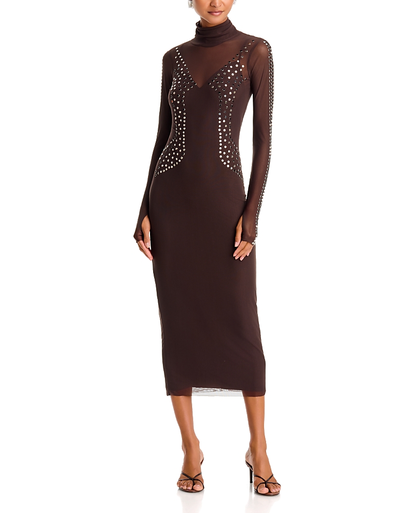 Afrm Shailene Studded Mesh Dress