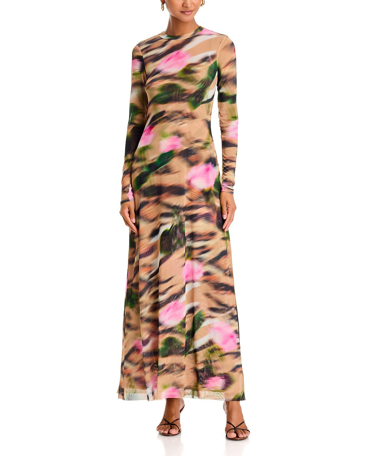 Afrm Paola Round Neck Mesh Dress