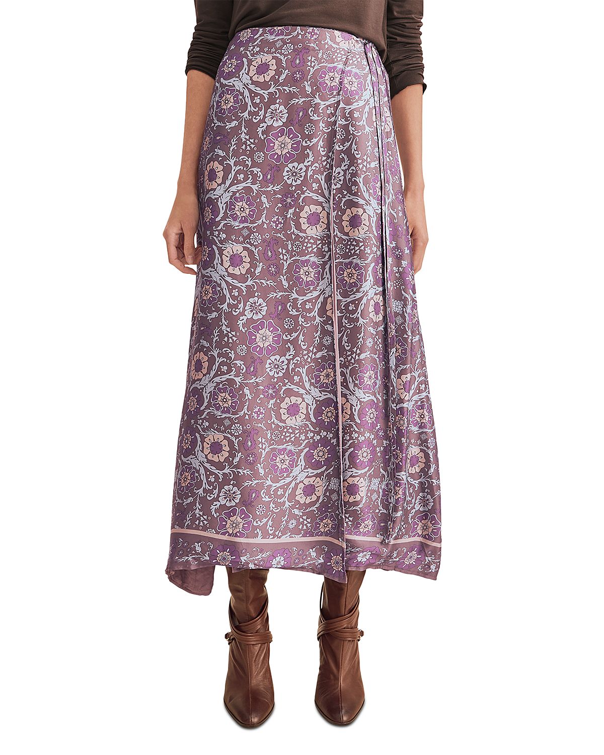 Splendid Cyrus Tie Side Midi Skirt