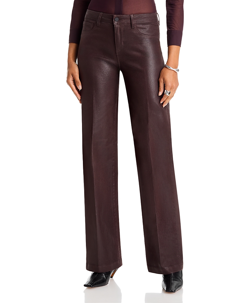 L'Agence Scottie High Rise Wide Leg Coated Jeans in Dark Java