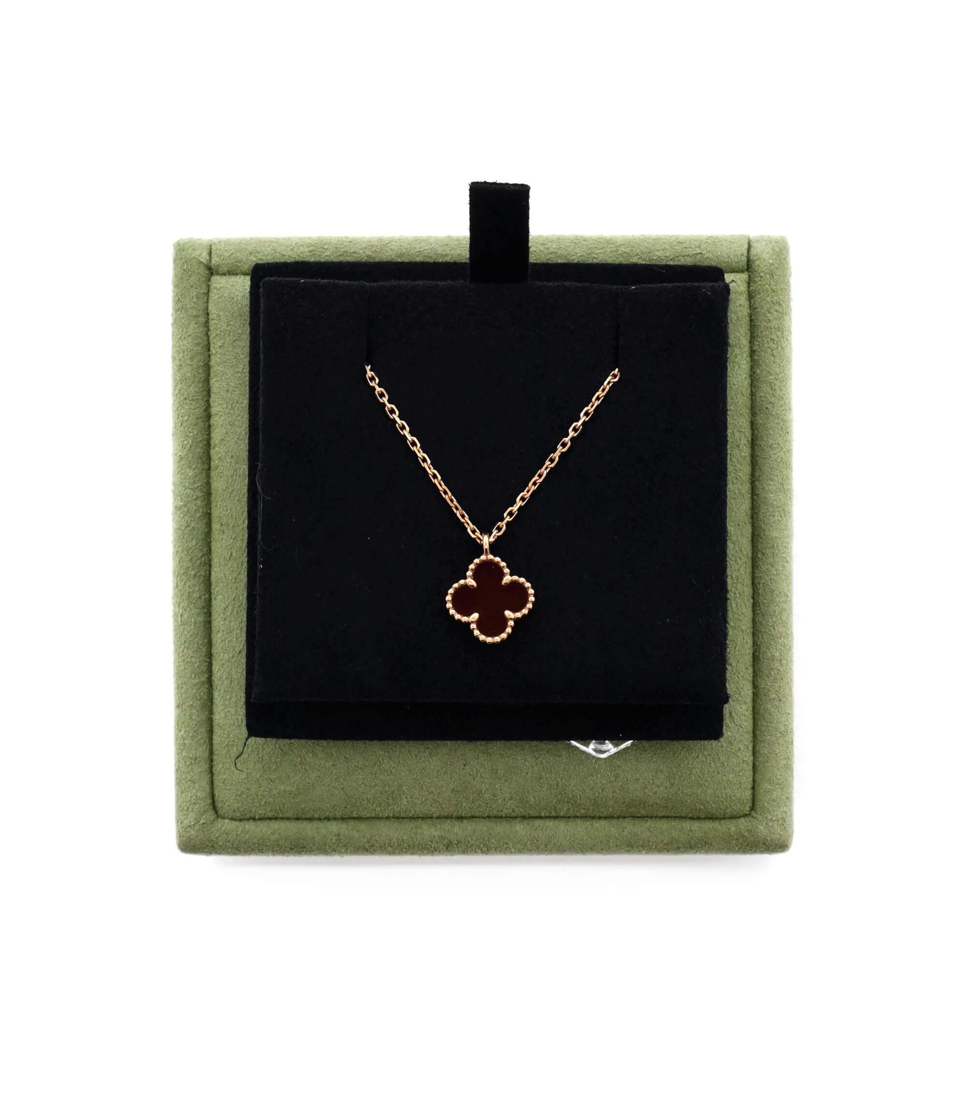 Sweet Alhambra Pendant Necklace 18K Rose Gold and Carnelian, 15.75" — Image 4