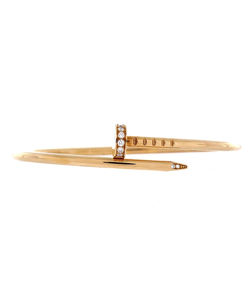 Pre-owned Pre-owned Cartier Cartier Small Juste Un Clou Bracelet 18k Gold With Diamonds