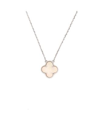  Vintage Alhambra Pendant Necklace 18K White Gold and Mother of Pearl, 16.25"