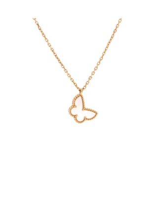  Sweet Alhambra Butterfly Pendant Necklace 18K Gold and Mother of Pearl, 15.75"