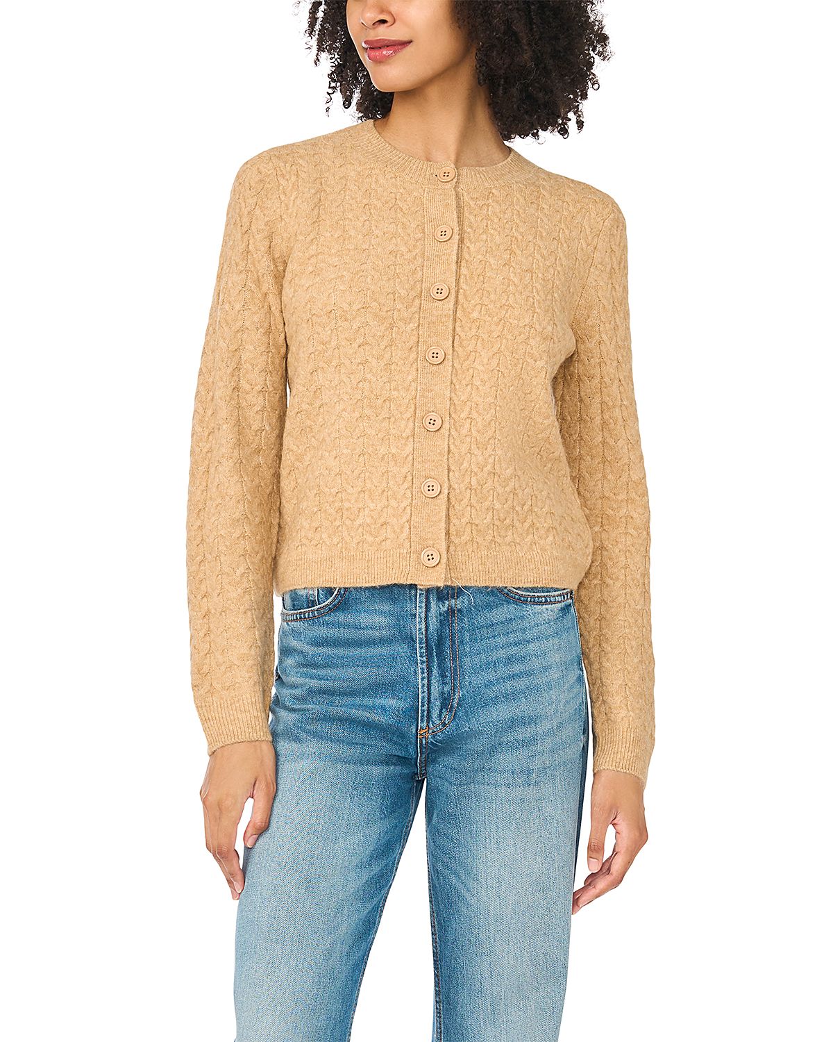 Vince Camuto Crewneck Cable Knit Cardigan Sweater