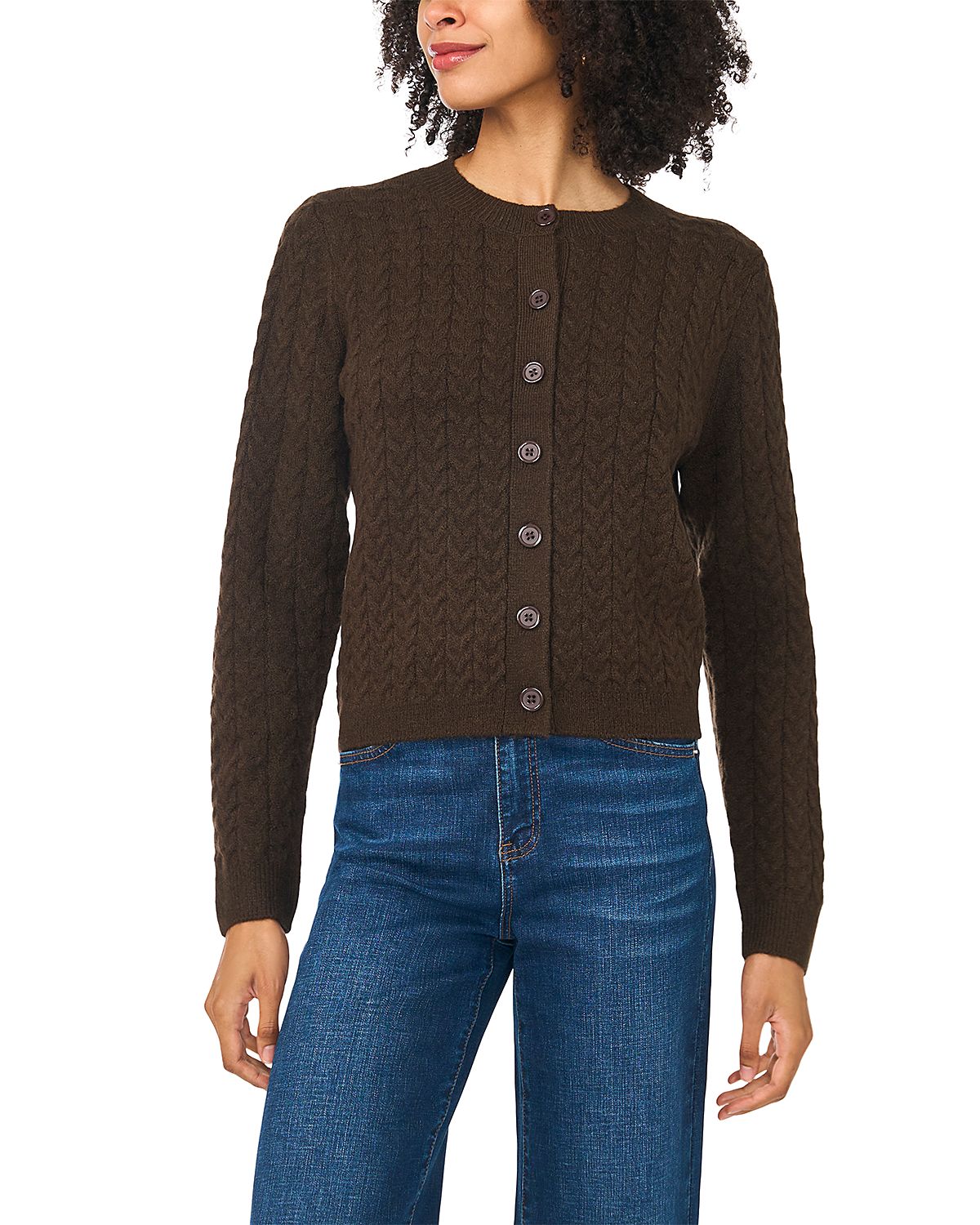 Vince Camuto Crewneck Cable Knit Cardigan Sweater