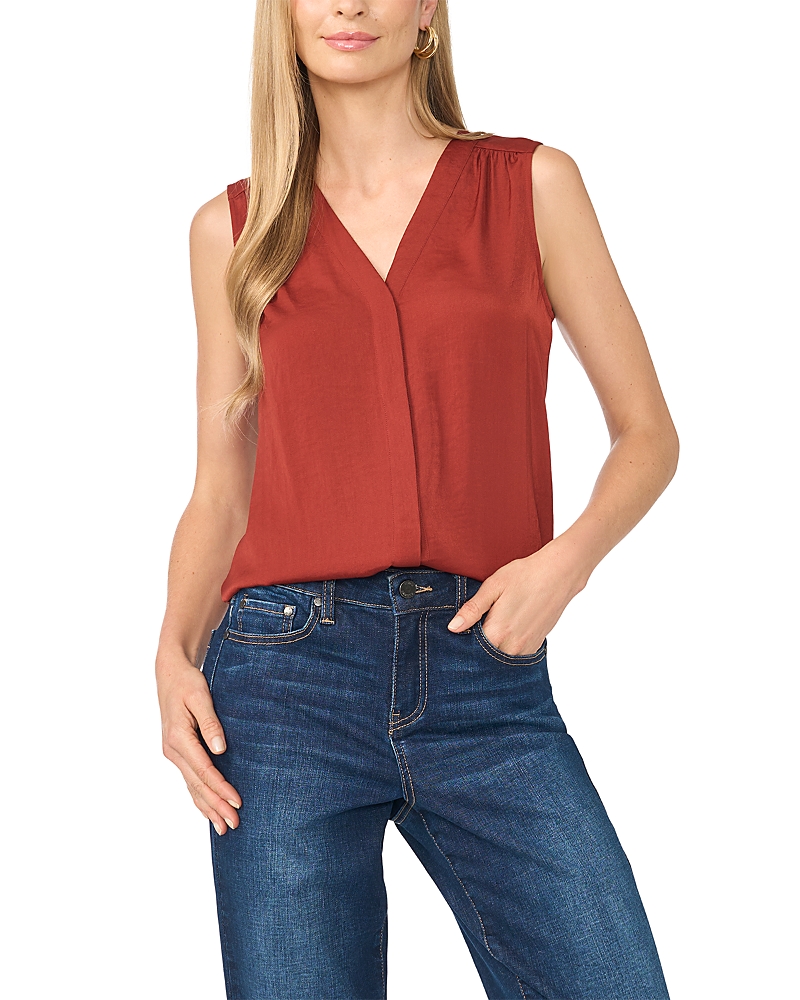 Vince Camuto V Neck Sleeveless Button Front Top