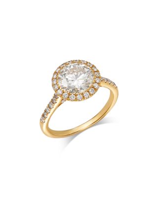 Bloomingdale's Fine Collection Luxe Collection Certified Lab Grown Diamond Halo Engagement Ring in 18K Yellow Gold, 2.5 tcw