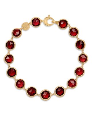 18K Yellow Gold Gemstone Bezel Link Bracelet