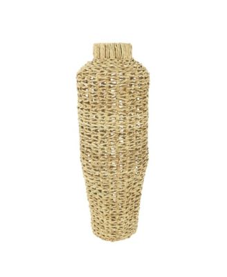 Handwoven Water Hyacinth & Rattan Floor Vase