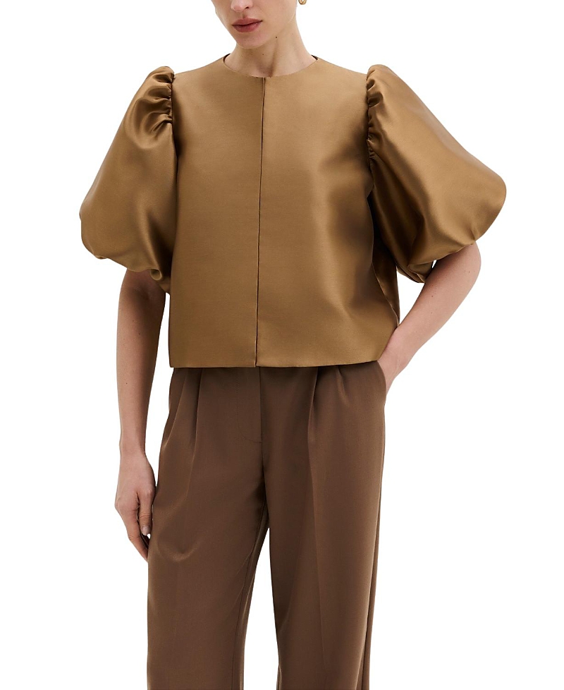 Malina Cleo Puff Sleeve Satin Blouse