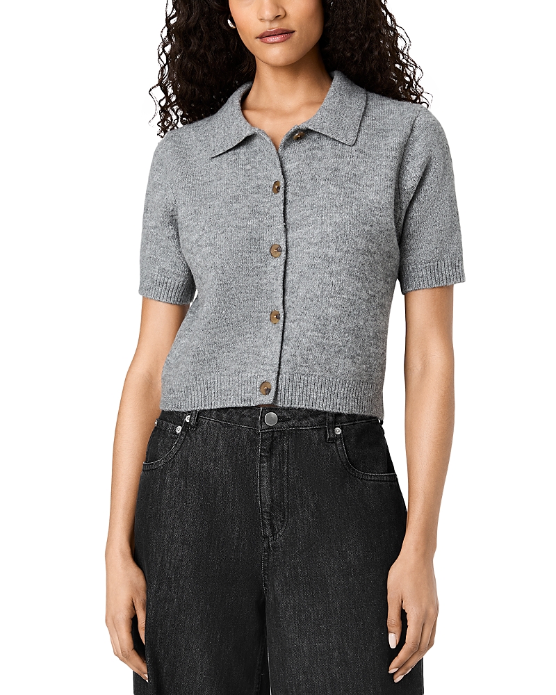 French Connection Suzie Knit Short Sleeve Collared Cardigan Sweater