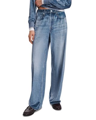 Miramar Velvet High Rise Wide Leg Pull On Jeans in Wingate